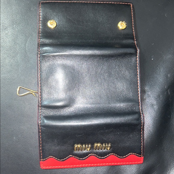 Miu Miu Accessories - Miu Miu Black and Red Leather 6 Key Holder Wallet